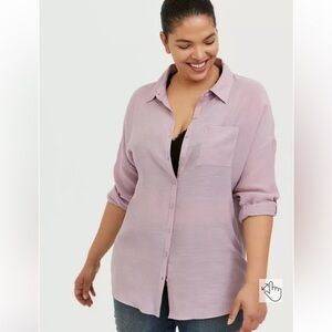 Torrid size 00x 10 M/L Lindsay Drop Shoulder Button-Down Shirt Mauve